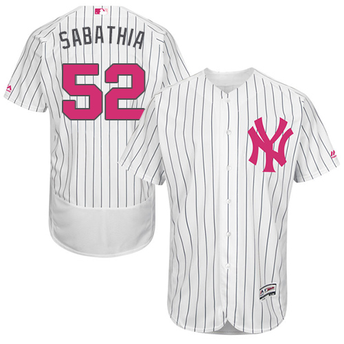 Yankees 52 CC Sabathia White Mother's Day Flexbase Jersey
