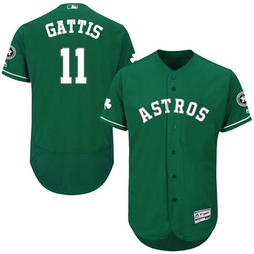 Astros 11 Evan Gattis Green Celtic Flexbase Jersey