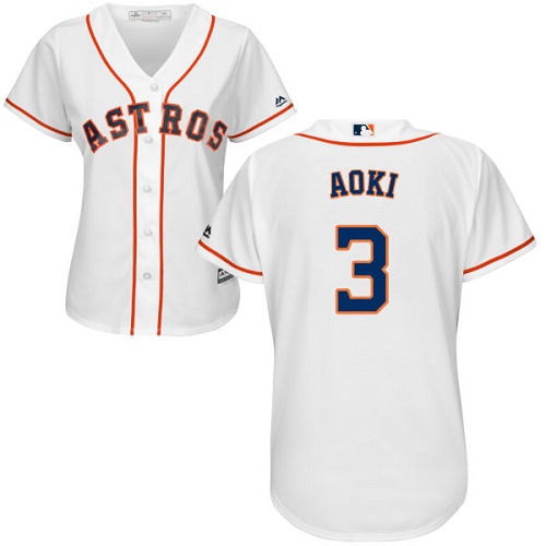 Astros 3 Norichika Aoki White Women Cool Base Jersey