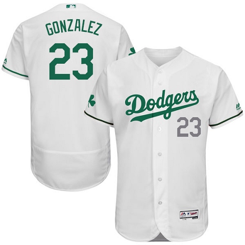 Dodgers 23 Adrian Gonzalez White St. Patrick's Day Flexbase Jerse