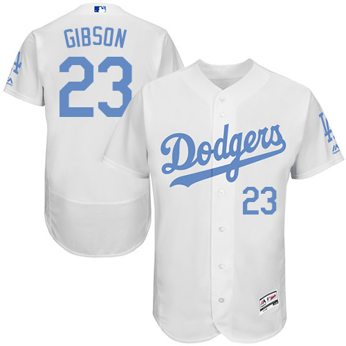 Dodgers 23 Kirk Gibson White Father's Day Flexbase Jersey