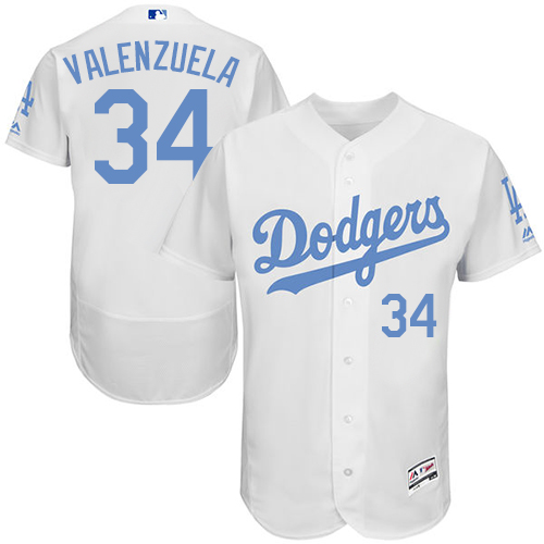 Dodgers 34 Fernando Valenzuela White Father's Day Flexbase Jersey