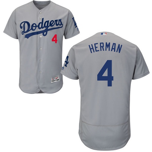 Dodgers 4 Babe Herman Gray Flexbase Jersey