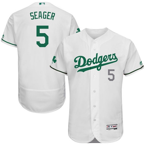 Dodgers 5 Corey Seager White St. Patrick's Day Flexbase Jerse
