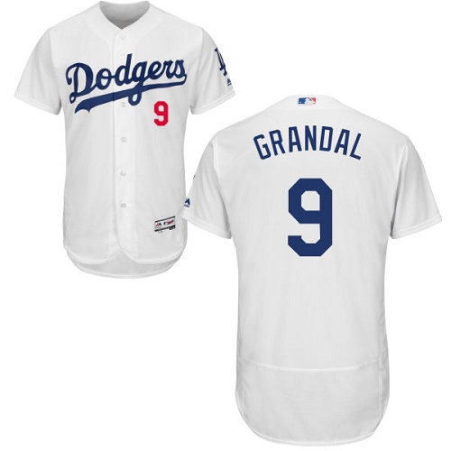 Dodgers 9 Yasmani Grandal White Flexbase Jersey