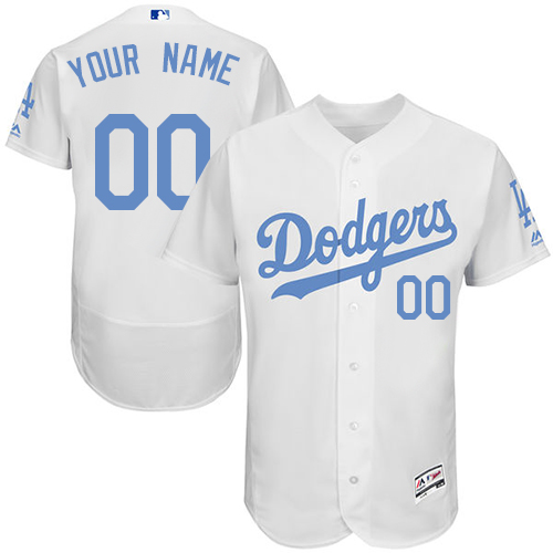 Los Angeles Dodgers White Father's Day Men's Flexbase Customized Jersey - Click Image to Close