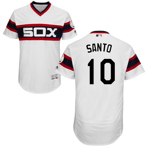 White Sox 10 Ron Santo White Cooperstown Collection Flexbase Jersey
