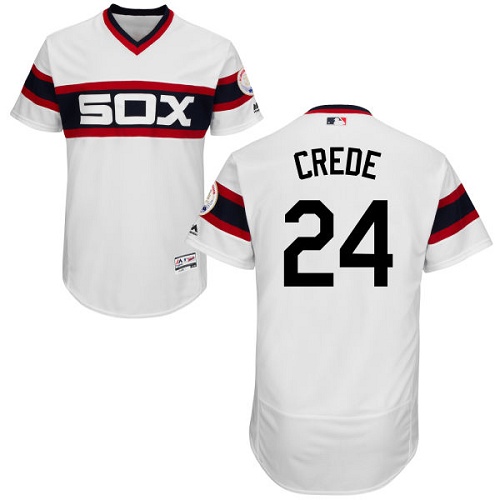 White Sox 24 Joe Crede White Cooperstown Collection Flexbase Jersey - Click Image to Close