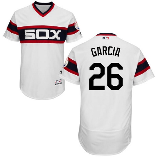 White Sox 26 Avisail Garcia White Cooperstown Collection Flexbase Jersey - Click Image to Close