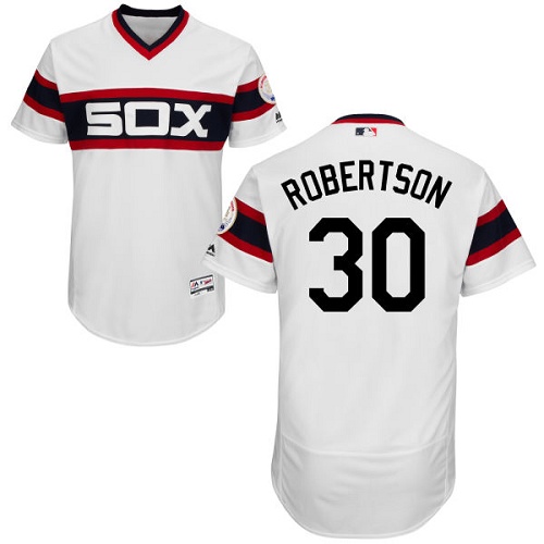 White Sox 30 David Robertson White Cooperstown Collection Flexbase Jersey - Click Image to Close