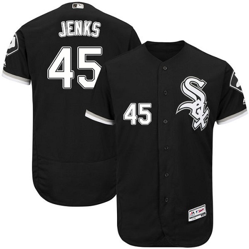 White Sox 45 Bobby Jenks Black Flexbase Jersey - Click Image to Close
