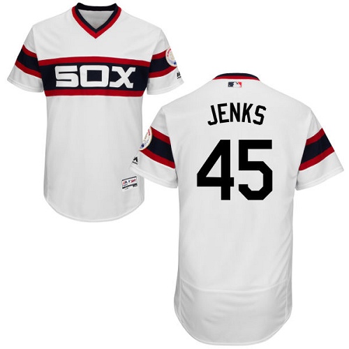 White Sox 45 Bobby Jenks White Cooperstown Collection Flexbase Jersey