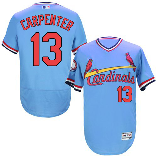 Cardinals 13 Matt Carpenter Light Blue Cooperstown Collection Flexbase Jersey - Click Image to Close