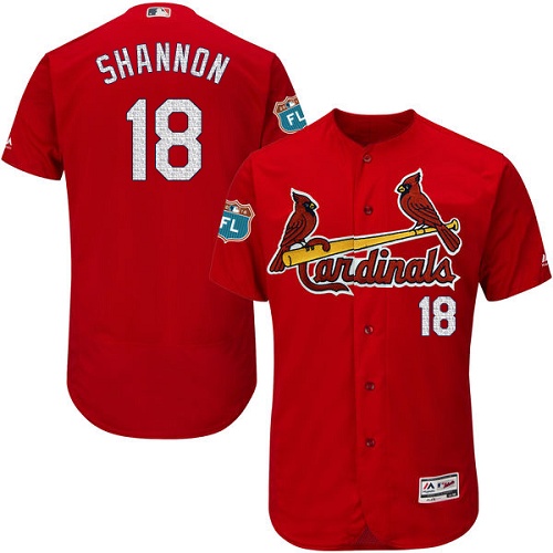 Cardinals 18 Mike Shannon Red 2017 Spring Training Flexbase Jersey