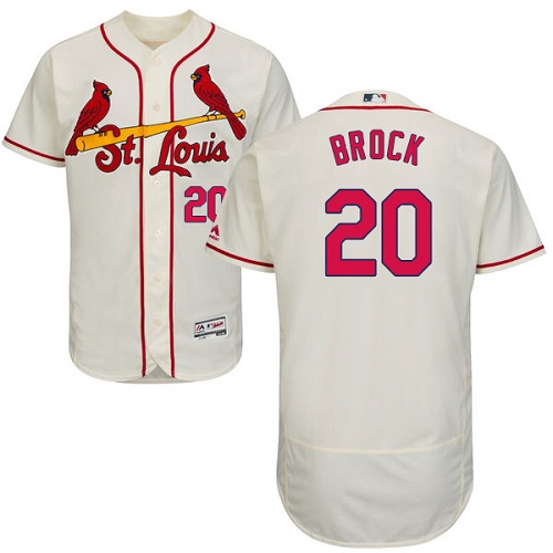 Cardinals 20 Lou Brock Cream Flexbase Jersey