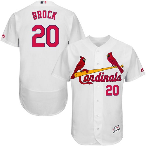 Cardinals 20 Lou Brock White Flexbase Jersey - Click Image to Close