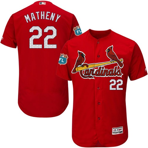 Cardinals 22 Mike Matheny Red 2017 Spring Training Flexbase Jersey - Click Image to Close