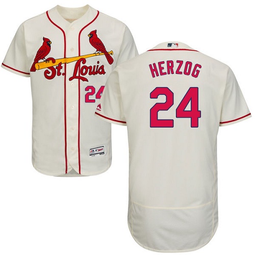 Cardinals 24 Whitey Herzog Cream Flexbase Jersey