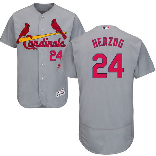 Cardinals 24 Whitey Herzog Gray Flexbase Jersey - Click Image to Close