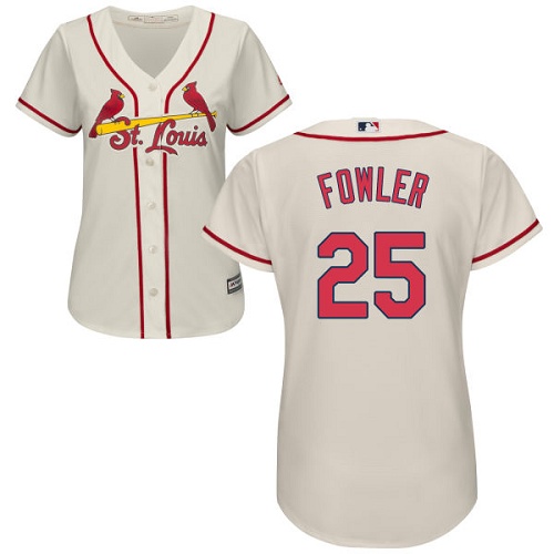 Cardinals 25 Dexter Fowler Cream Women Cool Base Jersey