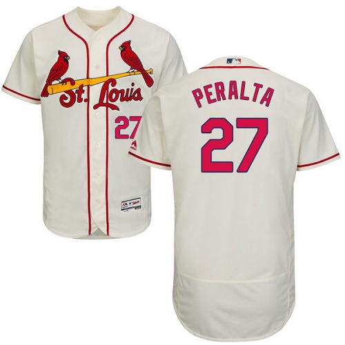 Cardinals 27 Jhonny Peralta Cream Flexbase Jersey