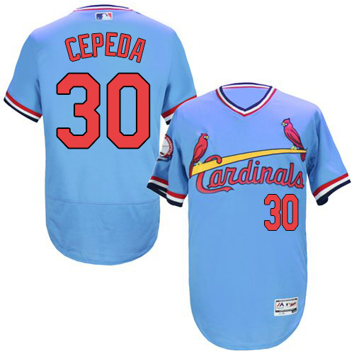 Cardinals 30 Orlando Cepeda Light Blue Cooperstown Collection Flexbase Jersey
