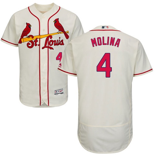 Cardinals 4 Yadier Molina Cream Flexbase Jersey