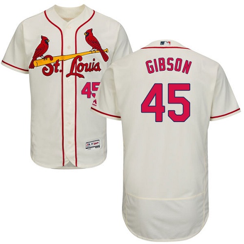 Cardinals 45 Bob Gibson Cream Flexbase Jersey