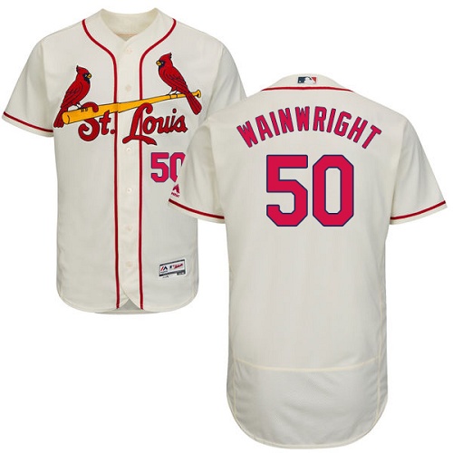 Cardinals 50 Adam Wainwright Cream Flexbase Jersey
