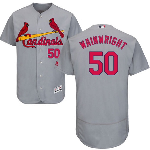 Cardinals 50 Adam Wainwright Gray Flexbase Jersey