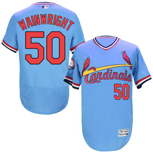 Cardinals 50 Adam Wainwright Light Blue Cooperstown Collection Flexbase Jersey