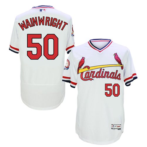 Cardinals 50 Adam Wainwright White 1985 Throwback Flexbase Jersey