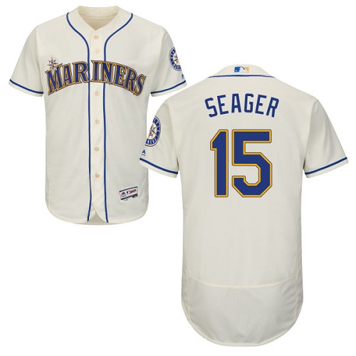 Mariners 15 Kyle Seager Cream Flexbase Jersey - Click Image to Close