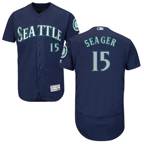 Mariners 15 Kyle Seager Navy Flexbase Jersey