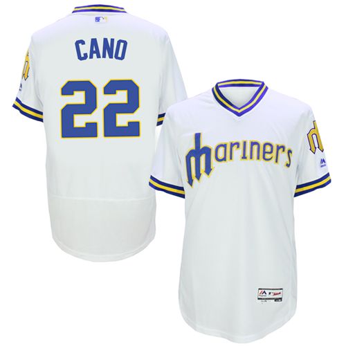 Mariners 22 Robinson Cano White 1984 Throwback Flexbase Jersey - Click Image to Close