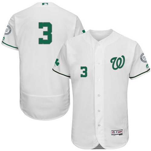 Nationals 3 Michael Taylor White St. Patrick's Day Flexbase Jersey - Click Image to Close