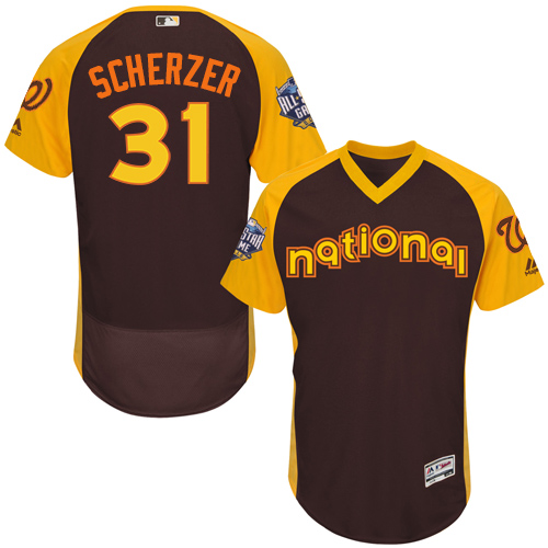 Nationals 31 Max Scherzer Brown 2016 MLB All Star Game Flexbase Batting Practice Player Jersey