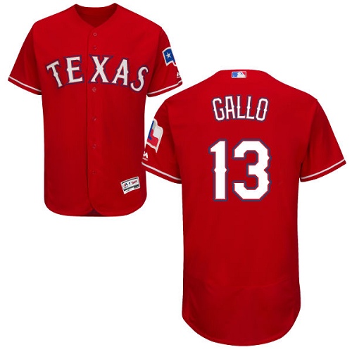 Rangers 13 Joey Gallo Red Flexbase Jersey - Click Image to Close