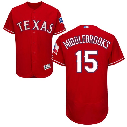 Rangers 15 Will Middlebrooks Red Flexbase Jersey - Click Image to Close