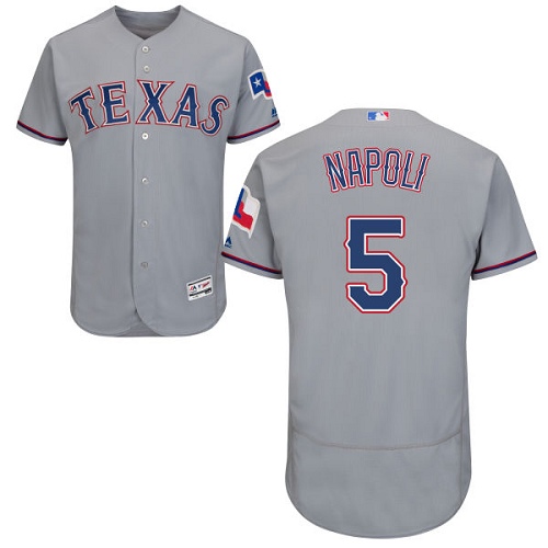 Rangers 5 Mike Napoli Gray Flexbase Jersey - Click Image to Close
