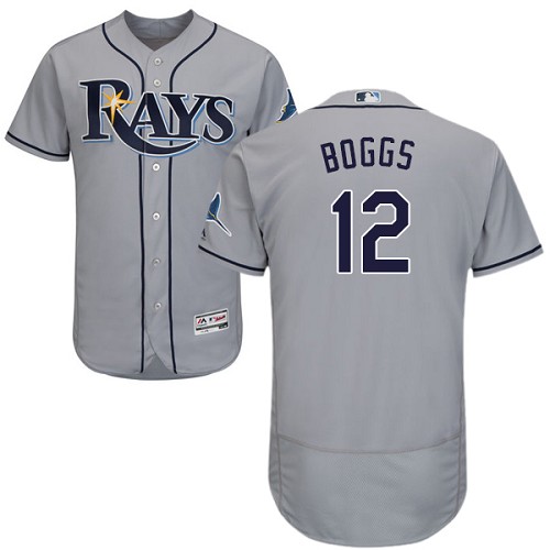 Rays 12 Wade Boggs Gray Flexbase Jersey
