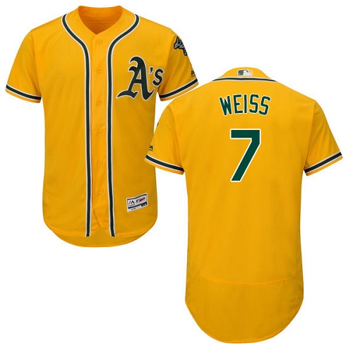 Athletics 7 Walt Weiss Yellow Flexbase Jersey