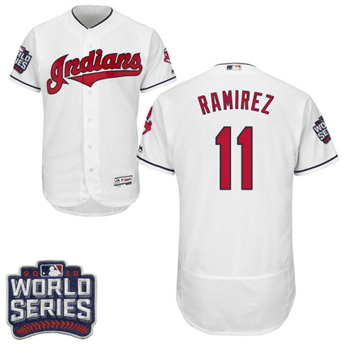 Indians 11 Jose Ramirez White 2016 World Series Flexbase Jersey