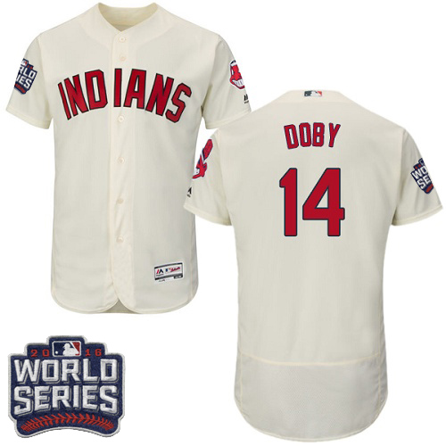 Indians 14 Larry Doby Cream 2016 World Series Flexbase Jersey