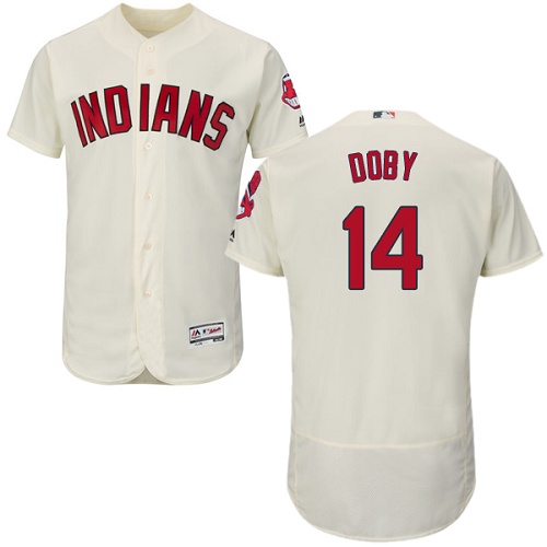 Indians 14 Larry Doby Cream Flexbase Jersey - Click Image to Close