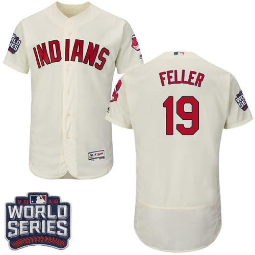 Indians 19 Bob Feller Cream 2016 World Series Flexbase Jersey