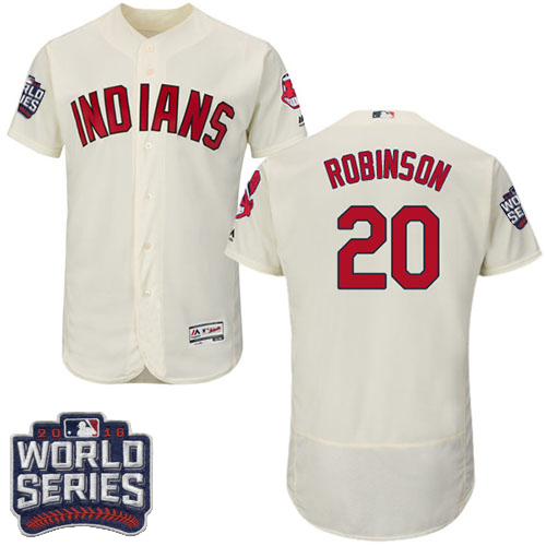 Indians 20 Frank Robinson Cream 2016 World Series Flexbase Jersey