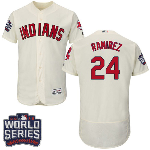 Indians 24 Jose Ramirez Cream 2016 World Series Flexbase Jersey