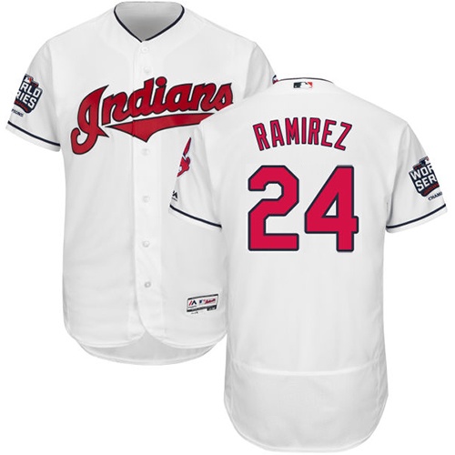 Indians 24 Jose Ramirez White 2016 World Series Flexbase Jersey