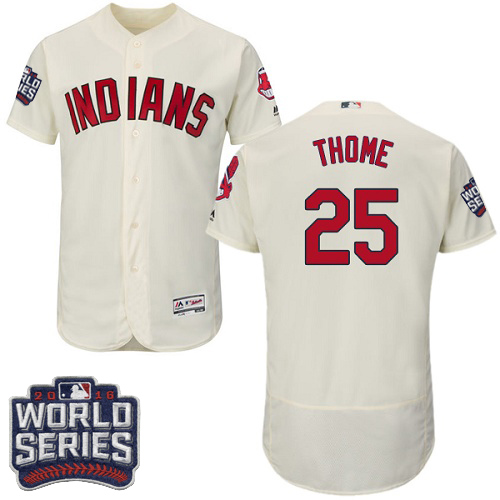 Indians 25 Jim Thome Cream 2016 World Series Flexbase Jersey